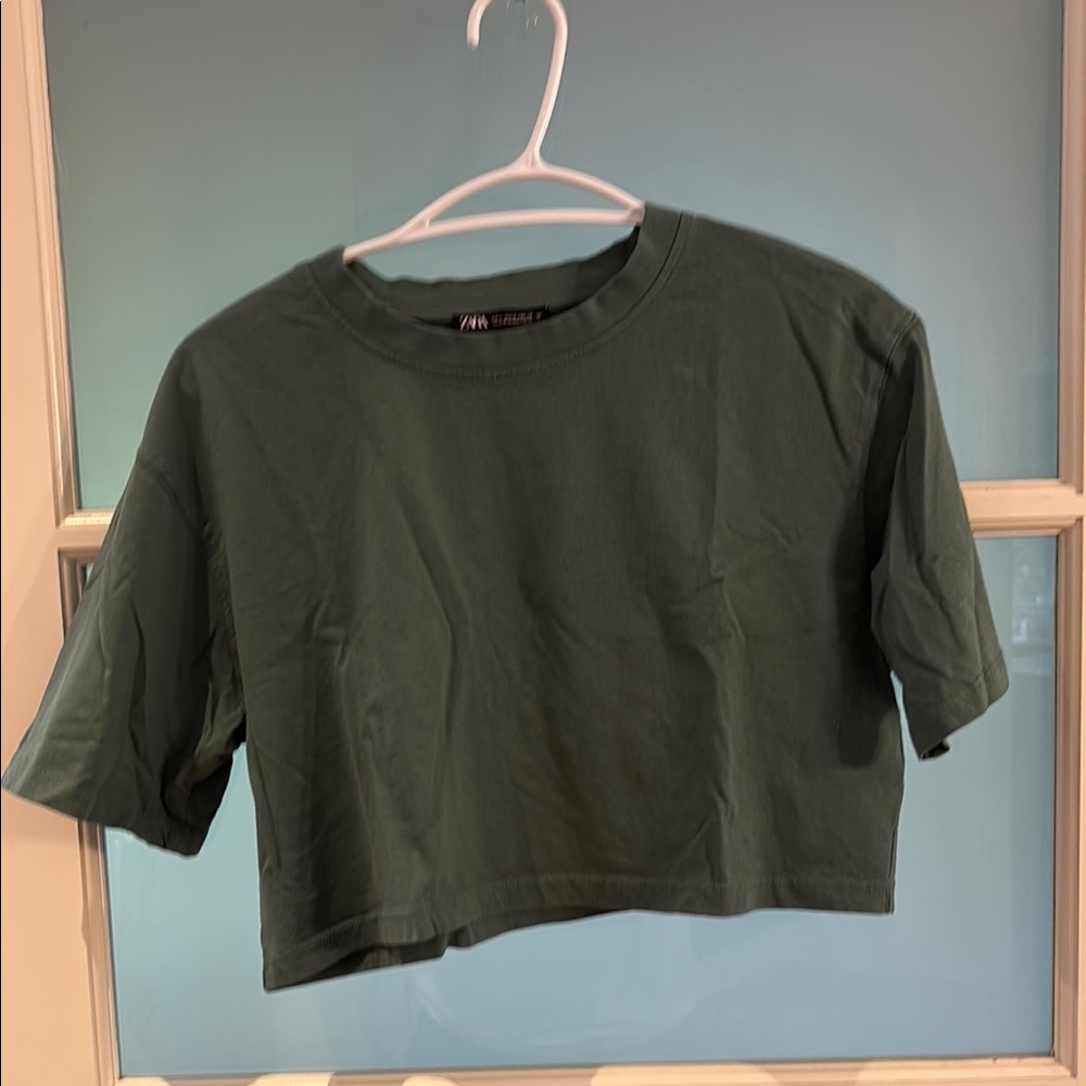 Zara Forest Green Cropped Tee